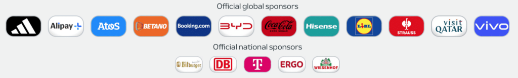 Weitere UEFA EM 2024 Sponsoren:

BYD is neben adidas, Alipay, Atos, Betano, Booking.com, Coca-Cola, Engelbert Strauss, Hisense, Lidl, Unilever Nutrition/Unilever Personal Care, Visit Qatar/Qatar Airways und Vivo offizieller globaler Sponsor der UEFA EURO 2024.