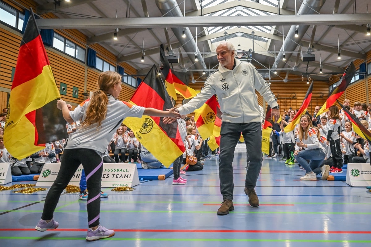 Nagelsmann, Völler und Rettig besuchen Schule bei Mainz 18. März 2024, Fotos: DFB/Getty Images